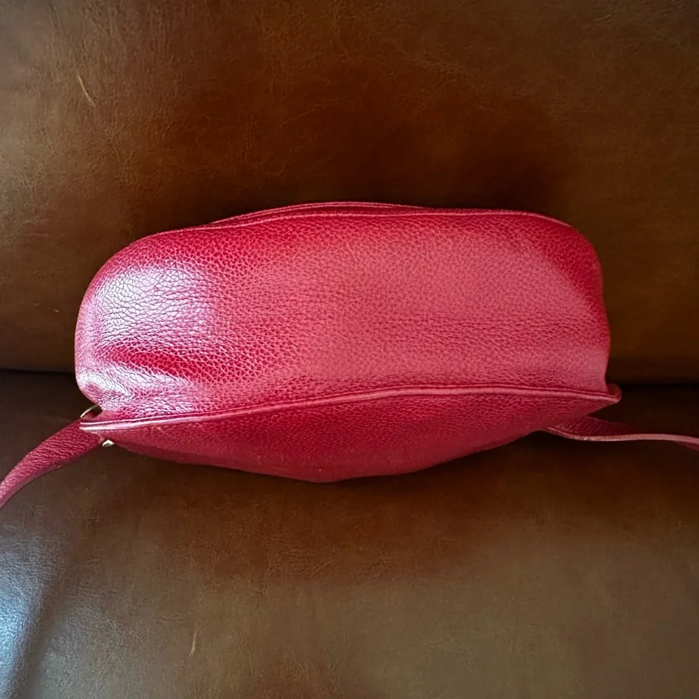 Vintage 90s Coach Carlyle Red Pebbled Leather Turn Lock Handbag - Picture 10 of 10